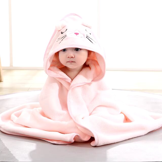 Adorable Hooded Baby Bath Towel – Cartoon Animal Blanket for Boys & Girls