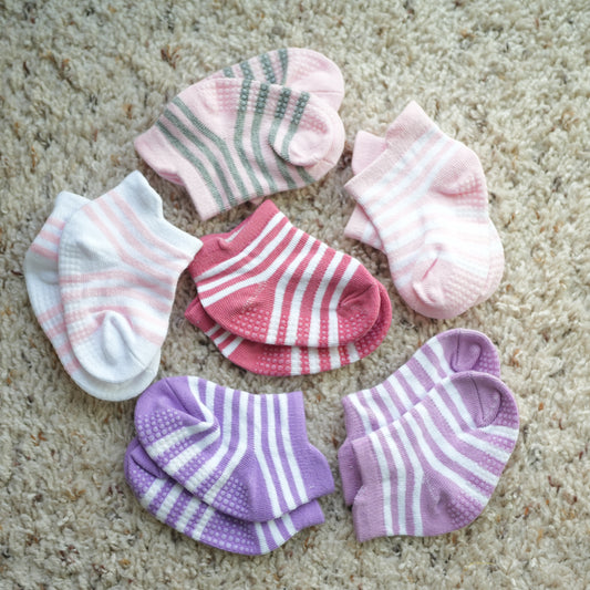 Non-Slip Cotton Socks for Babies & Toddlers – 6 Pairs with Grips for Safe Playtime